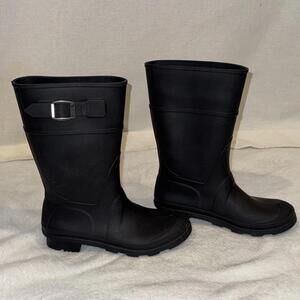 Kamik Rain Boots Raindrop Kid Size 3 Buckle Rubber Waterproof Black Youth